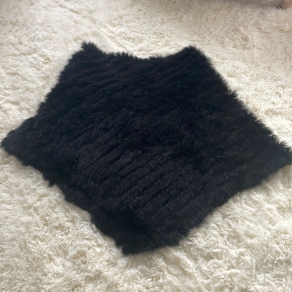 Black Faux Fur Poncho